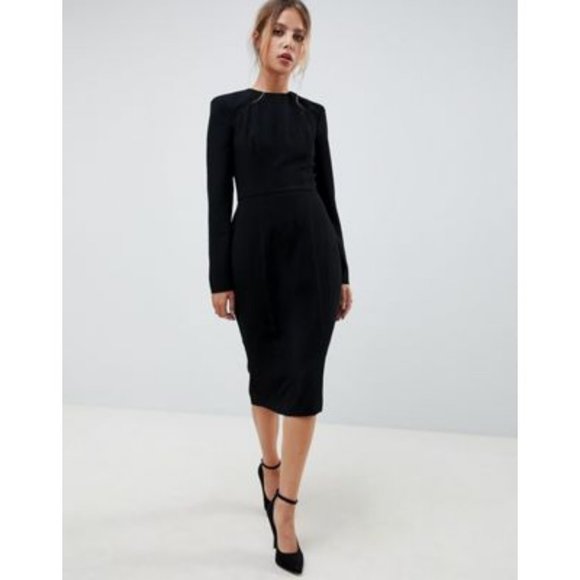 ASOS Dresses & Skirts - ASOS Structured Shoulder Pad Black Long Sleeve Dress